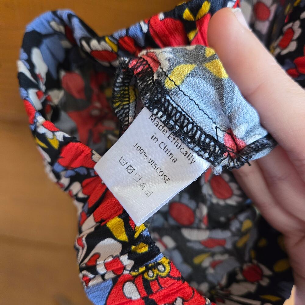Wray Sol Floral Pant Primary Daisy Y2K Straight Leg Crop Trouser XS Boho Preppy - Picture 7 of 7